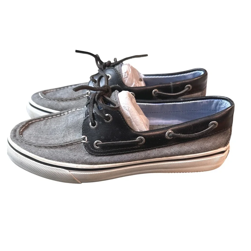 Sperry Top-Sider Men's 10M Gray Canvas Boat Shoes Lace Up Casual Deck Shoes